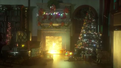 Christmas room background render 3d Stock Footage 165932660