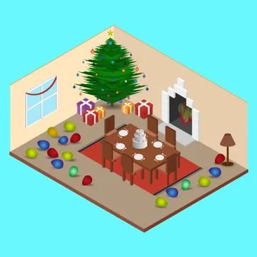 Christmas Room Interior Stock Illustration