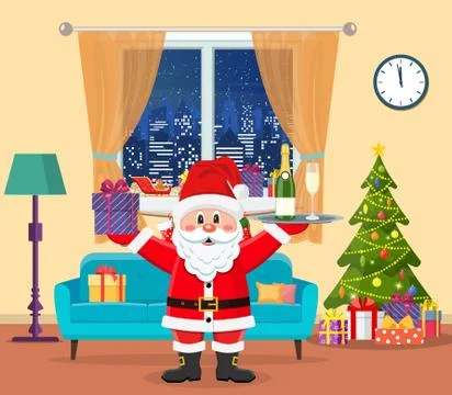 Christmas room interior. Illustrazione stock