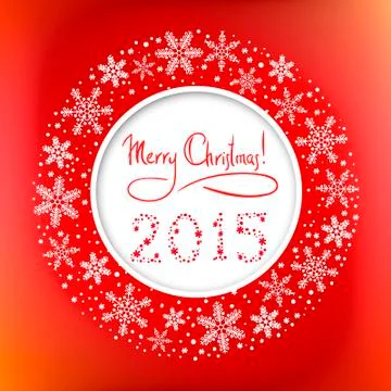 Christmas round frame with Congratulation Text and Snowflakes. G Illustrazione stock