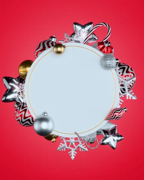 Christmas round frame on red background	 Stock Footage 318976096