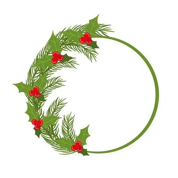 Christmas round frame with spruce branches Stock Illustration