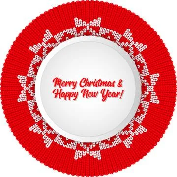 Christmas round pattern knit. Card template for new year Illustrazione stock