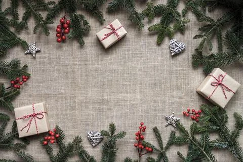 Christmas rustic background Stock Photos