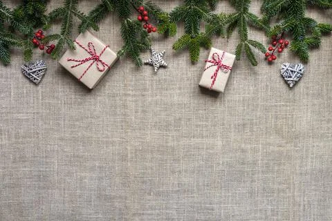 Christmas rustic background Stock Photos