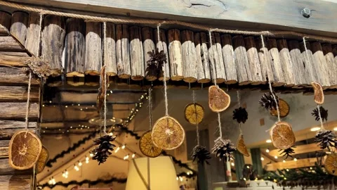 Christmas rustic garland decoration Video stock 335726375