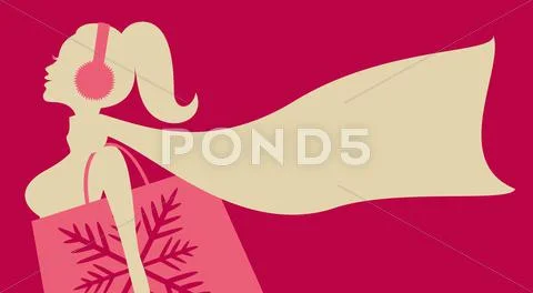 Christmas sale girl Stock Illustrationen