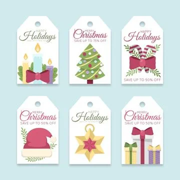 Christmas sale tag collection in flat design Stock Illustration