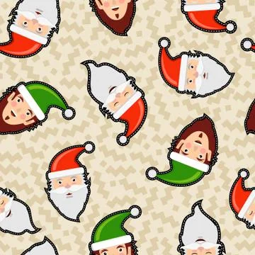 Christmas santa claus patch icon seamless pattern イラスト素材