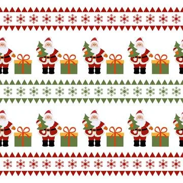 Christmas Santa Claus pattern seamless festive background with presents and.. Illustrazione stock