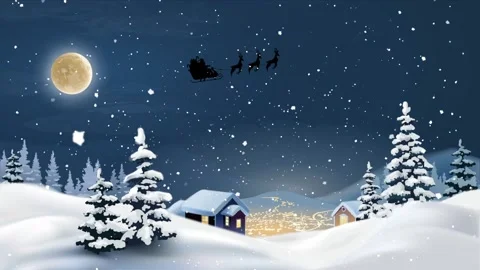 Christmas santa deer snowfall loop background animation Stock Footage 226494462