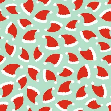 Christmas Santa hat pattern on light blue background Stock Illustration