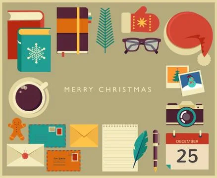 Christmas Santa's desktop flat vector design Stock Illustration