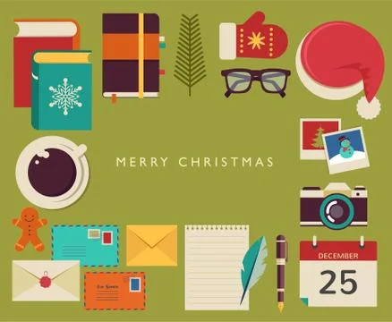 Christmas Santa's desktop flat vector design Stock Illustration
