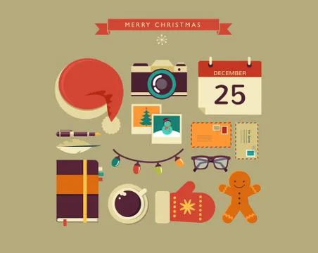 Christmas Santa's desktop flat vector design Stock Illustration