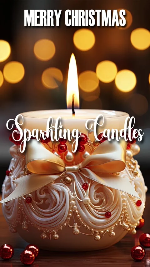 Christmas Saying In Animated Stylish Cursive Text Typography Sparkling Candles Stock Footage 292521804