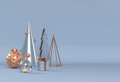 Christmas scene with 3d elements. Ilustración de archivo