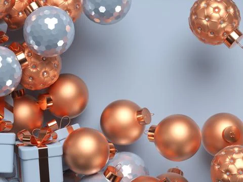 Christmas scene with 3d elements. Stock Illustration