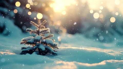 Christmas scene with copy space. Beautiful winter landscape. Stock Footage 291385103