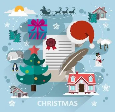Christmas scene flat style Stock Illustration