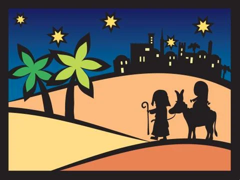 Christmas scene nativity Stock Illustration