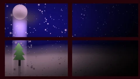 Christmas scene with winter snowfall with pine tree window view animation Stock Footage 201210188