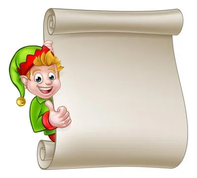 Christmas Scroll Santa Helper Elf Stock Illustration