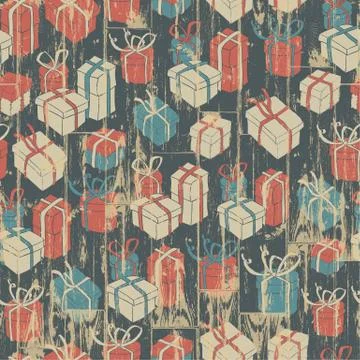Christmas seamless background with gifts pattern. vector illustration, eps10. Stock Illustration