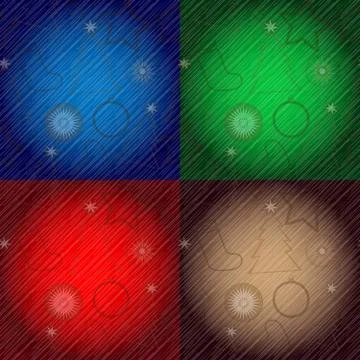 Christmas seamless background pattern in four colors Stock Illustration