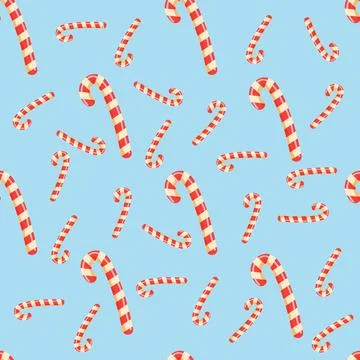 Christmas seamless blue pattern with candy canes. Background for wrapping p.. Stock-Illustration