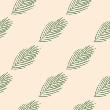 Christmas seamless doodle pattern with green fir branches in minimalistic sty Stock Illustration