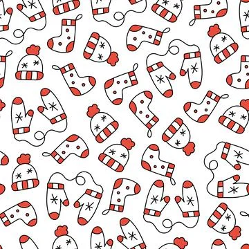 Christmas seamless doodle pattern Stock Illustration