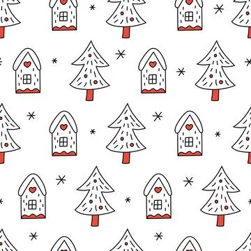 Christmas seamless doodle pattern Stock Illustration
