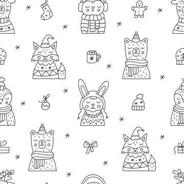 Christmas seamless doodle pattern Stock Illustration
