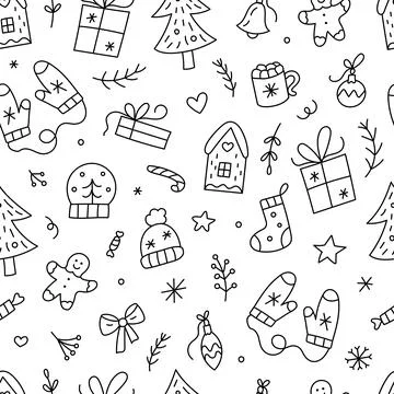 Christmas seamless doodle pattern Stock Illustration