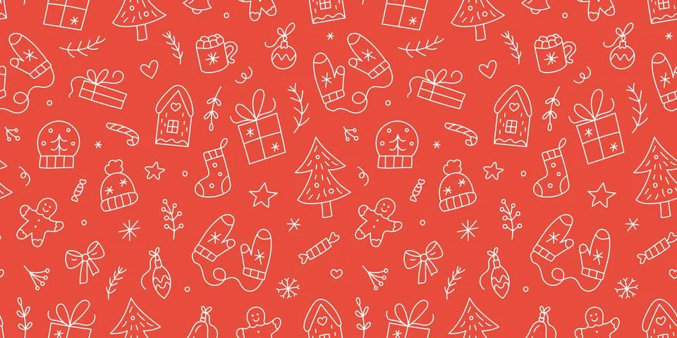 Christmas seamless doodle pattern Stock Illustration