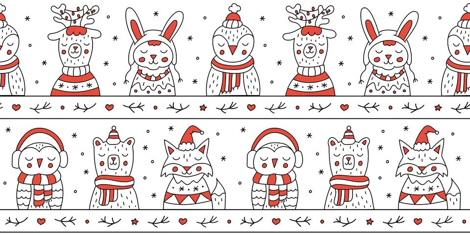 Christmas seamless doodle pattern Stock Illustration