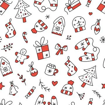 Christmas seamless doodle pattern Stock Illustration