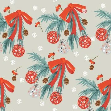 Christmas seamless endless pattern with spruce tree branch. Repeatable decora Stockillustratie