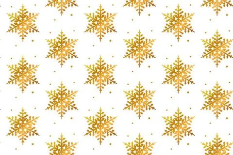 Christmas seamless gradient pattern with golden snowflakes on white backgroun Illustrazione stock