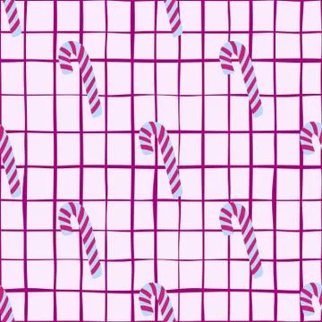 Christmas seamless holiday pattern with stylized new year candy silhouettes.  Stock Illustration