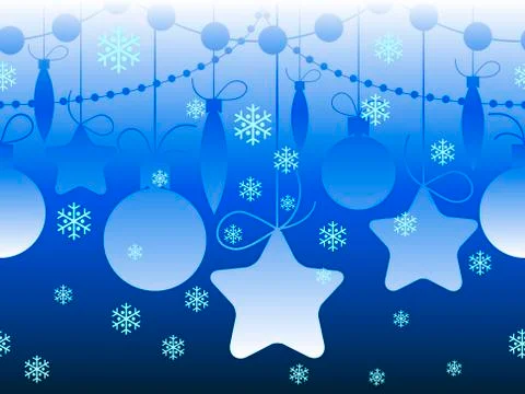 Christmas seamless horizontal blue pattern Stock Illustration