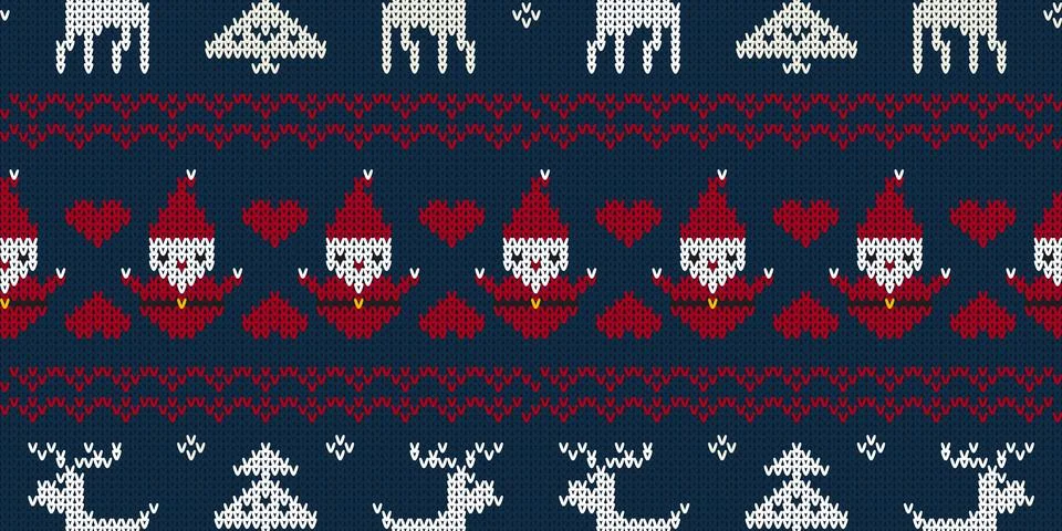 Christmas seamless knitted pattern background, Christmas and New Year greetin Illustrazione stock