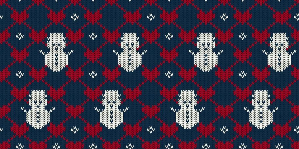 Christmas seamless knitted pattern background, Christmas and New Year greetin Stock Illustration