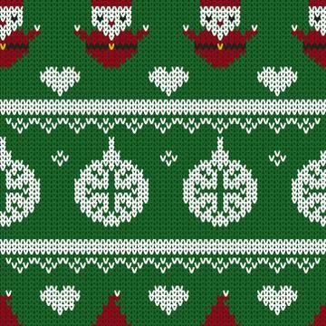 Christmas seamless knitted pattern background, Christmas and New Year greetin Stock Illustration