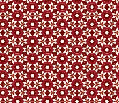 Christmas seamless lace pattern. Geometric mosaic background Red and gold kal Stock Illustration