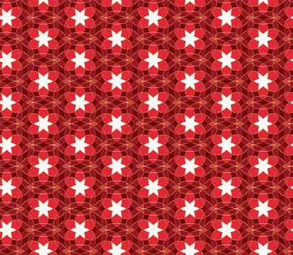 Christmas seamless lace pattern. Geometric mosaic background Red and gold kal Stock Illustration