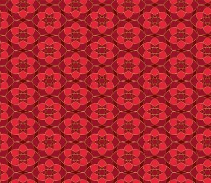 Christmas seamless lace pattern. Geometric mosaic background Red and gold kal Stock Illustration