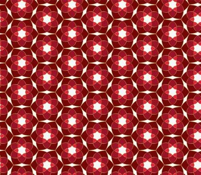 Christmas seamless lace pattern. Geometric mosaic background Red and gold kal Stock Illustration