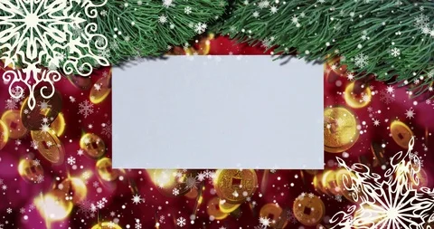 Christmas seamless loopable background with fir branches, snowflakes. Top view Stock Footage 99195171